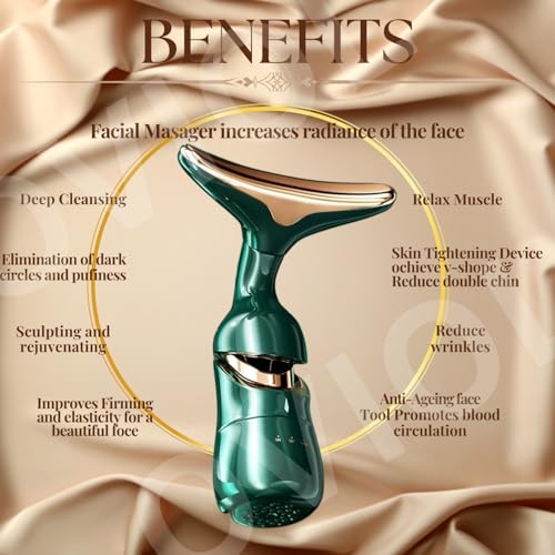 OVIOL Facial Massager for Face and Neck, 3-in-1 Face Massager for Women, Anti Wrinkle & Aging Facial and Neck Massage Kit with 3 Massage Modes for Skin Care,Improve,Firm,Tightening and Smooth (Green) - Image 5