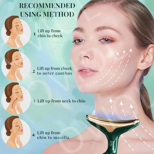 OVIOL Facial Massager for Face and Neck, 3-in-1 Face Massager for Women, Anti Wrinkle & Aging Facial and Neck Massage Kit with 3 Massage Modes for Skin Care,Improve,Firm,Tightening and Smooth (Green) - Image 4