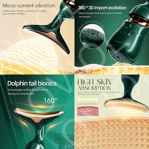 OVIOL Facial Massager for Face and Neck, 3-in-1 Face Massager for Women, Anti Wrinkle & Aging Facial and Neck Massage Kit with 3 Massage Modes for Skin Care,Improve,Firm,Tightening and Smooth (Green) - Image 3