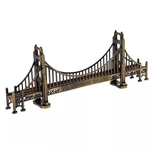 Lilone Vintage Metal Golden Gate Bridge Statue Miniature Decorative Showpiece| Perfect for Home Decor or Gift - Image 1