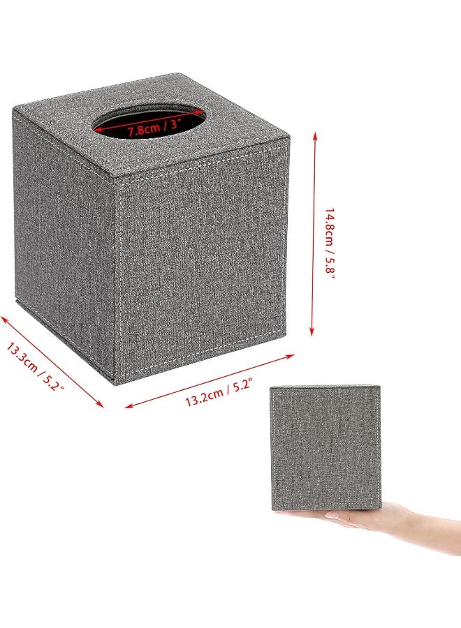 Sumnacon Square Linen Tissue Box Cover - Stylish Cube Tissue Box Holder with Magnetic Bottom, Decorative Tissue Box for Vanity Toilet Dresser Night Stand Table Countertop Home Office Car, Grey - Image 4