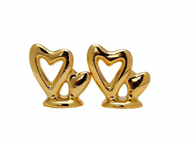 Dawbun Gold Small Animal Statue Heart Statue Decor Modern Style Ceramic Gold Heart Animal Figurines Statues for Home Decor Accents Living Room Office Table Bookshelf Desk Bedroom Decorative Objects - Image 2