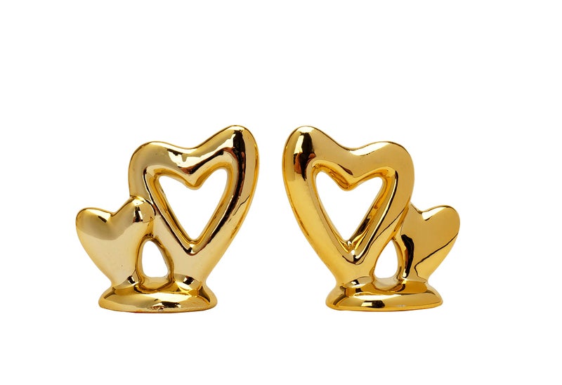 Dawbun Gold Small Animal Statue Heart Statue Decor Modern Style Ceramic Gold Heart Animal Figurines Statues for Home Decor Accents Living Room Office Table Bookshelf Desk Bedroom Decorative Objects - Image 1