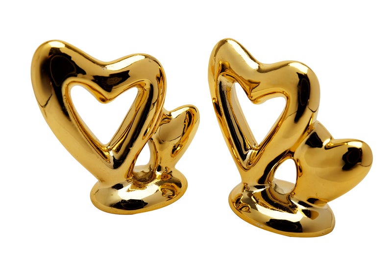 Dawbun Gold Small Animal Statue Heart Statue Decor Modern Style Ceramic Gold Heart Animal Figurines Statues for Home Decor Accents Living Room Office Table Bookshelf Desk Bedroom Decorative Objects - Image 3