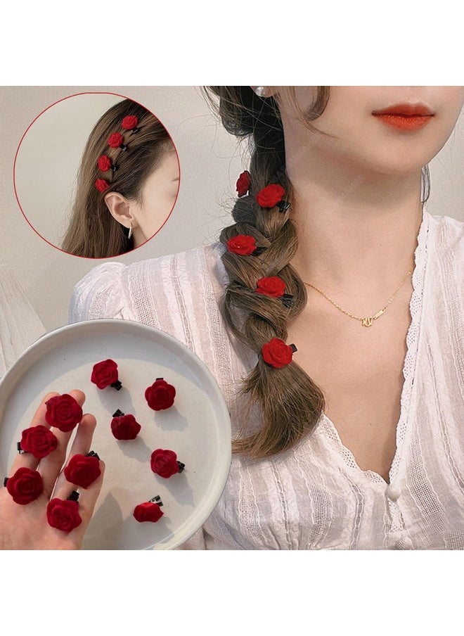 بيسماهير مشابك شعر صغيرة على شكل وردة حمراء للنساء، دبابيس شعر على شكل زهرة صغيرة لطيفة، مشابك شعر للعروس، دبابيس شعر على شكل منقار البط، إكسسوارات شعر للبنات، زينة حفلات الزفاف وأعياد الميلاد، 20 قطعة  - Image 5