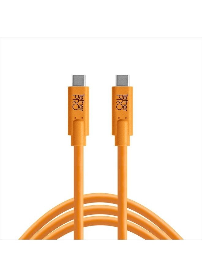 TETHER TOOLS TetherPro USB-C to USB-C Cable | for Power Delivery, Fast Transfer and Connection Between Camera and Computer | High Visibility Orange | 15 feet (4.6 m)  - Image 1