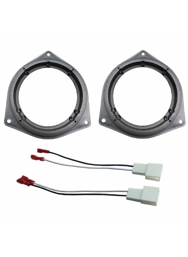 6.5" Car Door Speaker Mount Adapter Plates for Toyota Venza Solara RAV4 Camry Celica Echo Corolla Highlander 4 Runner Tundra Sequoia Yaris Prius Avalon Stand Ring Kit 1 Pair + Wiring Harness