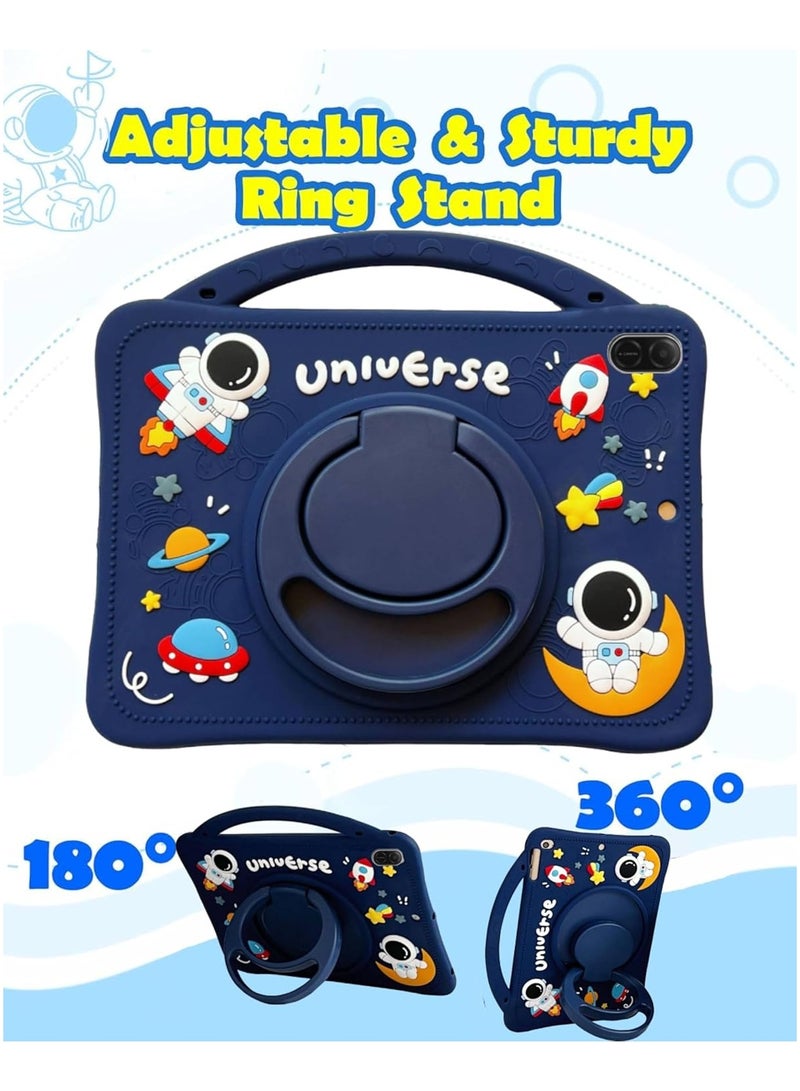 Child-Safe Protective Case Compatible with Honor Pad X8a 11-inch 2024 Cute Astronautobot Kids' Tablet Case Shockproof and Lightweight Features Shoulder Strap Handle and Stand - Image 3