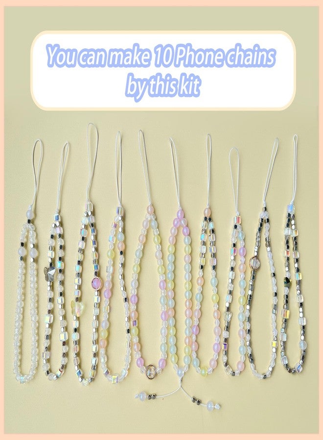AOUXSEEM Beaded Mobile Phone Chains Making Kit, Can Make 10 Pcs Cell Phone Wrist Straps, Assorted Crystal Diamond/Butterfly/Metal/Round Beads for Girls DIY Handmade Gifts - Image 2
