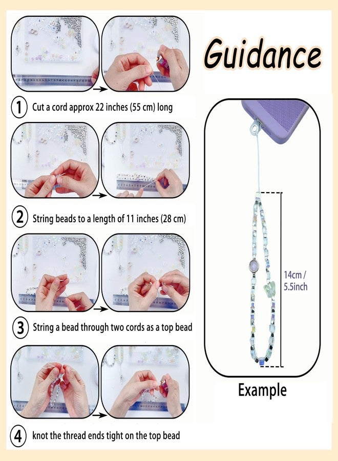 AOUXSEEM Beaded Mobile Phone Chains Making Kit, Can Make 10 Pcs Cell Phone Wrist Straps, Assorted Crystal Diamond/Butterfly/Metal/Round Beads for Girls DIY Handmade Gifts - Image 4