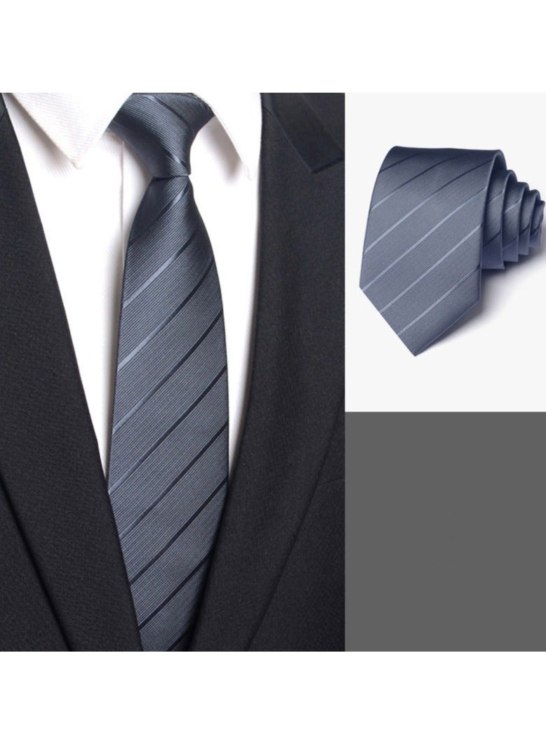 KUYING Mens Business Dress 8cm Dark Grey Black Tide Hand Tie 