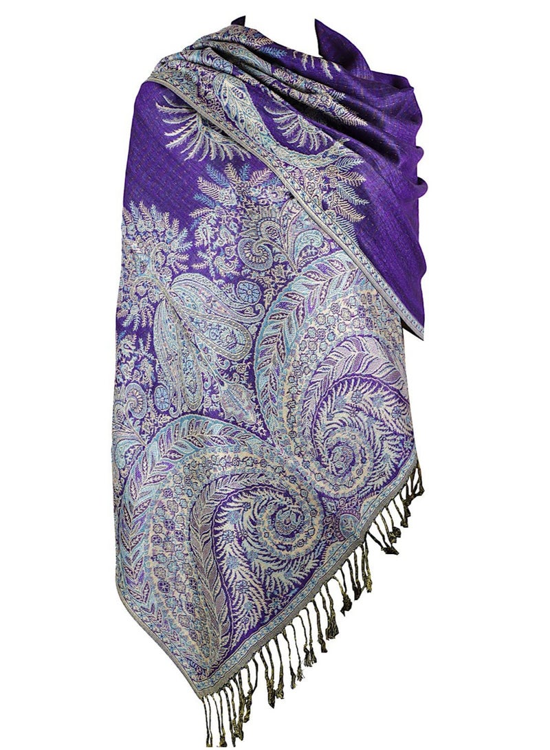 Elegant Double-Layer Jacquard Paisley Pashmina Shawl Wrap Scarf for All Occasions - Image 1