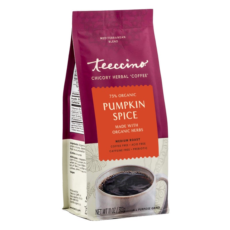 Teeccino Chicory Coffee Alternative - Pumpkin Spice - Fall’s Favorite Hot Beverage That’s Prebiotic, Caffeine-Free & Acid Free, Medium Roast, 11 Ounce - Image 1