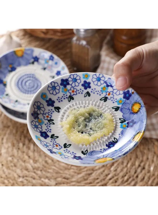 1pc Blue Elegant Floral Ceramic Garlic Press Masher Manual Crusher For Garlic Onion Ginger Fruit Vegetable Kitchen Tool - Image 4