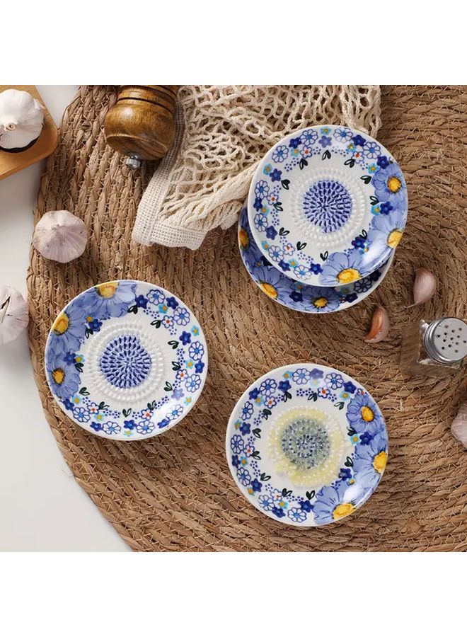 1pc Blue Elegant Floral Ceramic Garlic Press Masher Manual Crusher For Garlic Onion Ginger Fruit Vegetable Kitchen Tool - Image 1