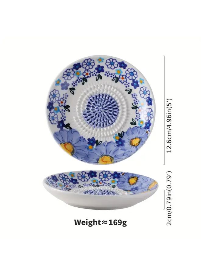 1pc Blue Elegant Floral Ceramic Garlic Press Masher Manual Crusher For Garlic Onion Ginger Fruit Vegetable Kitchen Tool - Image 3