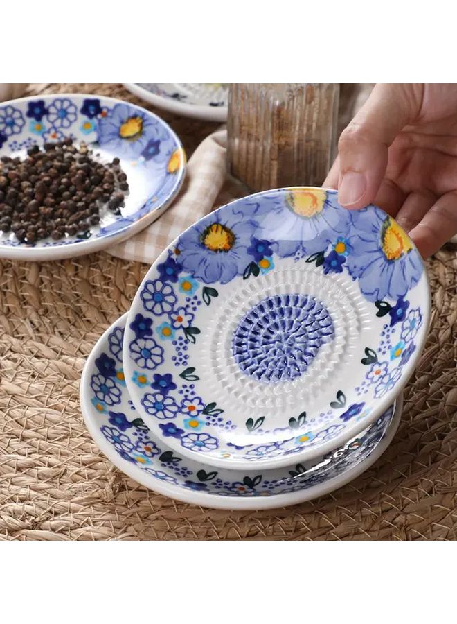 1pc Blue Elegant Floral Ceramic Garlic Press Masher Manual Crusher For Garlic Onion Ginger Fruit Vegetable Kitchen Tool - Image 5