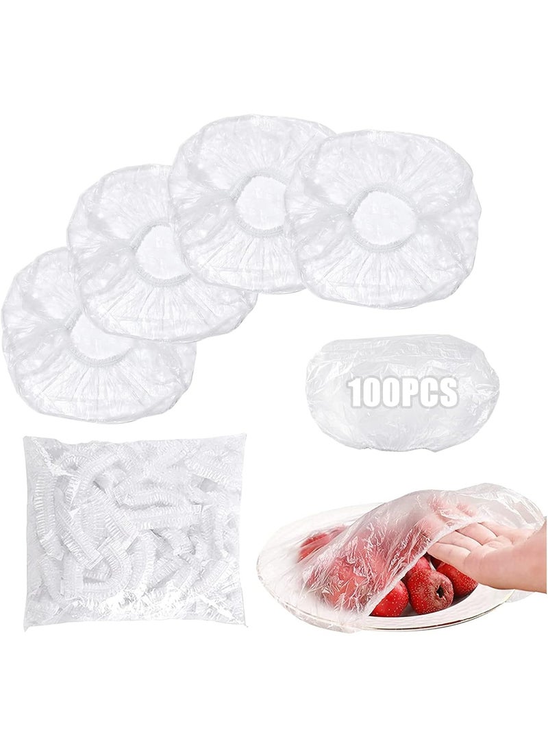 100-Piece Flexible Food Storage Cover Set, Reusable Stretchable Plastic Covers for Keeping Food Fresh, Universal High-Flexibility Dish and Can Covers, Great Alternative to Nylon and Foil Wraps, Clear Elastic Tie-On Covers for Fruits, Vegetables, and Leftovers - Food Safe Quality - Image 1