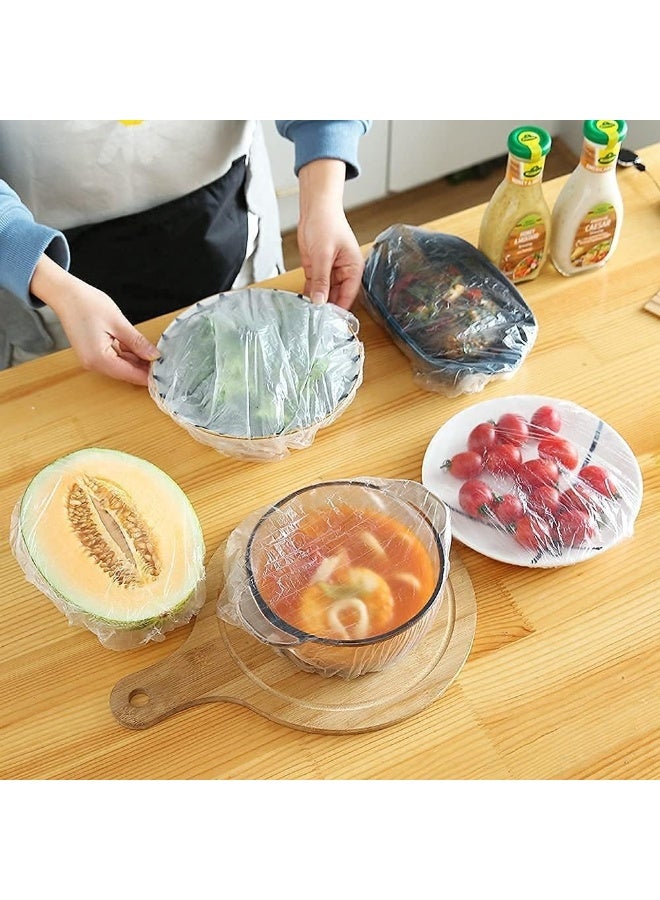 100-Piece Flexible Food Storage Cover Set, Reusable Stretchable Plastic Covers for Keeping Food Fresh, Universal High-Flexibility Dish and Can Covers, Great Alternative to Nylon and Foil Wraps, Clear Elastic Tie-On Covers for Fruits, Vegetables, and Leftovers - Food Safe Quality - Image 4