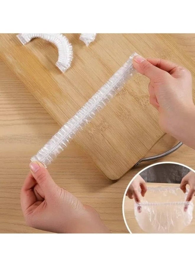 100-Piece Flexible Food Storage Cover Set, Reusable Stretchable Plastic Covers for Keeping Food Fresh, Universal High-Flexibility Dish and Can Covers, Great Alternative to Nylon and Foil Wraps, Clear Elastic Tie-On Covers for Fruits, Vegetables, and Leftovers - Food Safe Quality - Image 5