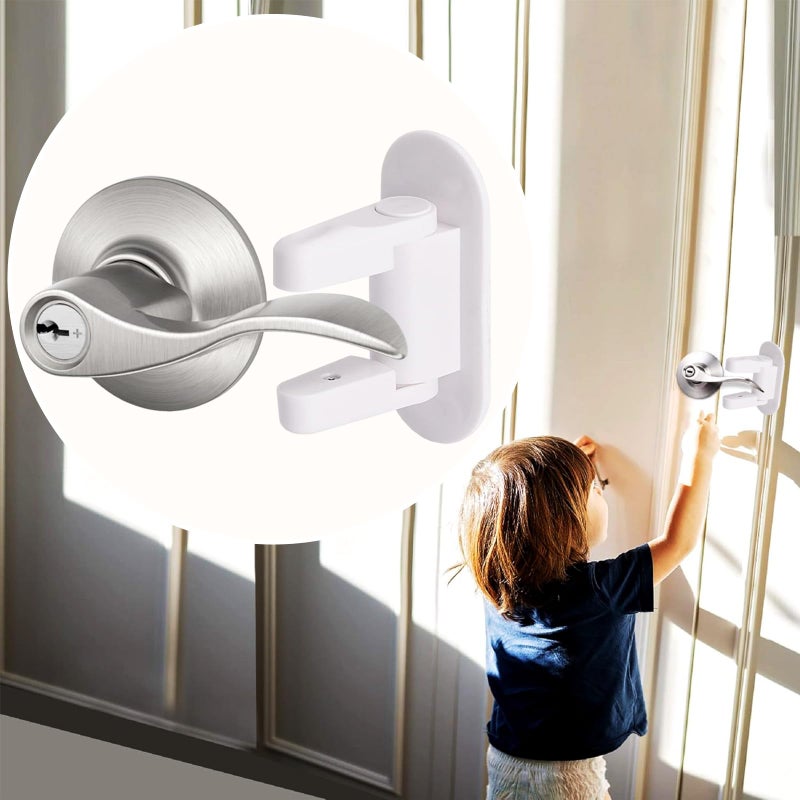 Matenf Childproof Door Lever Lock (2 Pack) Prevents Toddlers Pets From Opening Doors, Door Handle Lock for Babyproofing, Durable Safe ABS Material Strong Adhesive, No Drill Tool Needed Easy to Install - Image 1