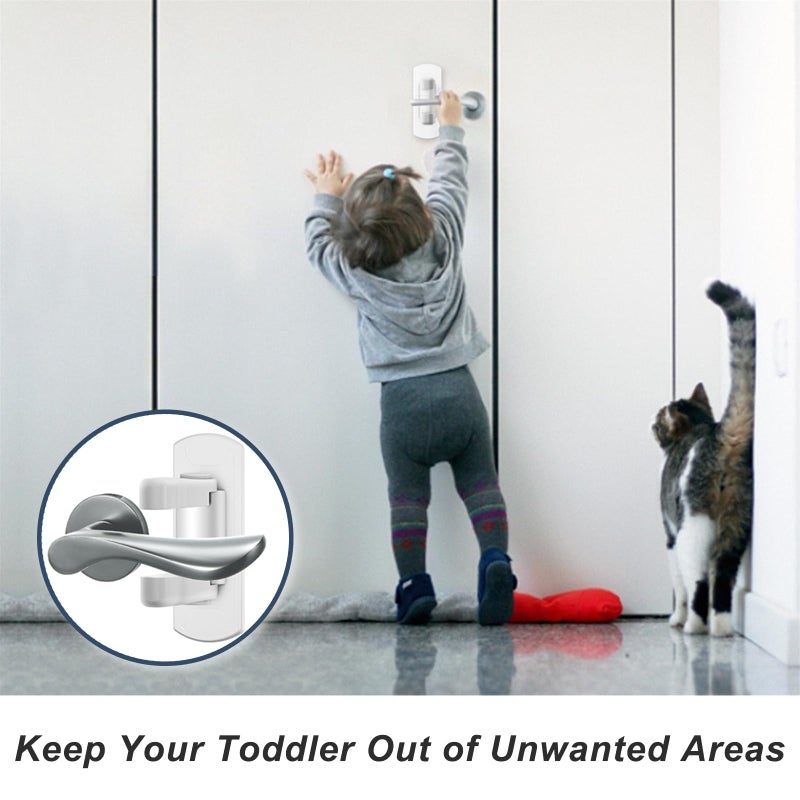 Matenf Childproof Door Lever Lock (2 Pack) Prevents Toddlers Pets From Opening Doors, Door Handle Lock for Babyproofing, Durable Safe ABS Material Strong Adhesive, No Drill Tool Needed Easy to Install - Image 2