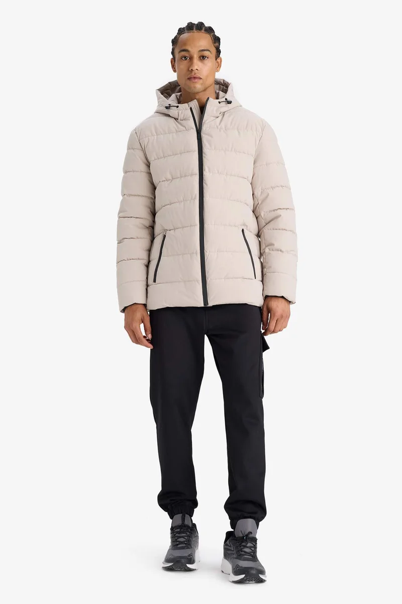 DeFacto Slim Fit Lined Hooded Zippered Padded Waterproof Jacket