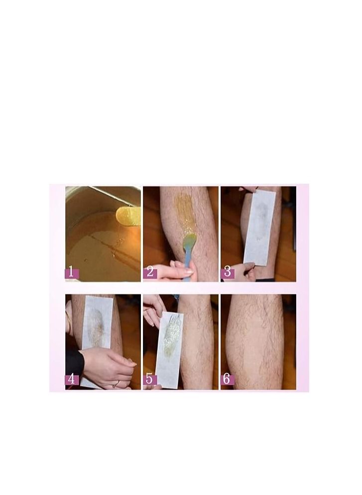 أوريتي أوريتي شمع ملعقة وشرائط الشمع مجموعة 100pcs عصا شمع كبيرة سميكة و 100 شرائط شمع لإزالة الشعر للوجه والجسم الحاجب والساقين منطقة البيكيني - Image 4
