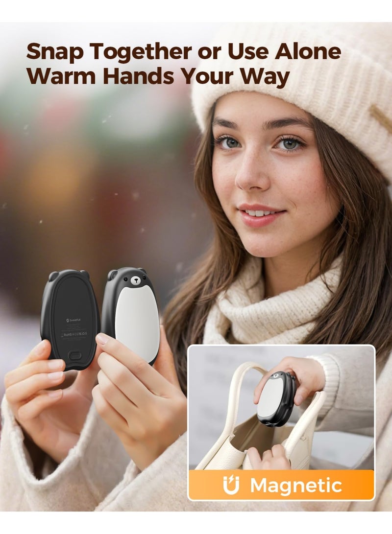 OSHIMA 2 Pack Hand Warmers Rechargeable, Cute Electric Hand Warmer, 2 in 1 Magnetic Hand Warmer, Reusable Portable Pocket Heater, Gift for Men Women Gifts Boys Kids, Use for Indoor Outdoor Camping - Image 2