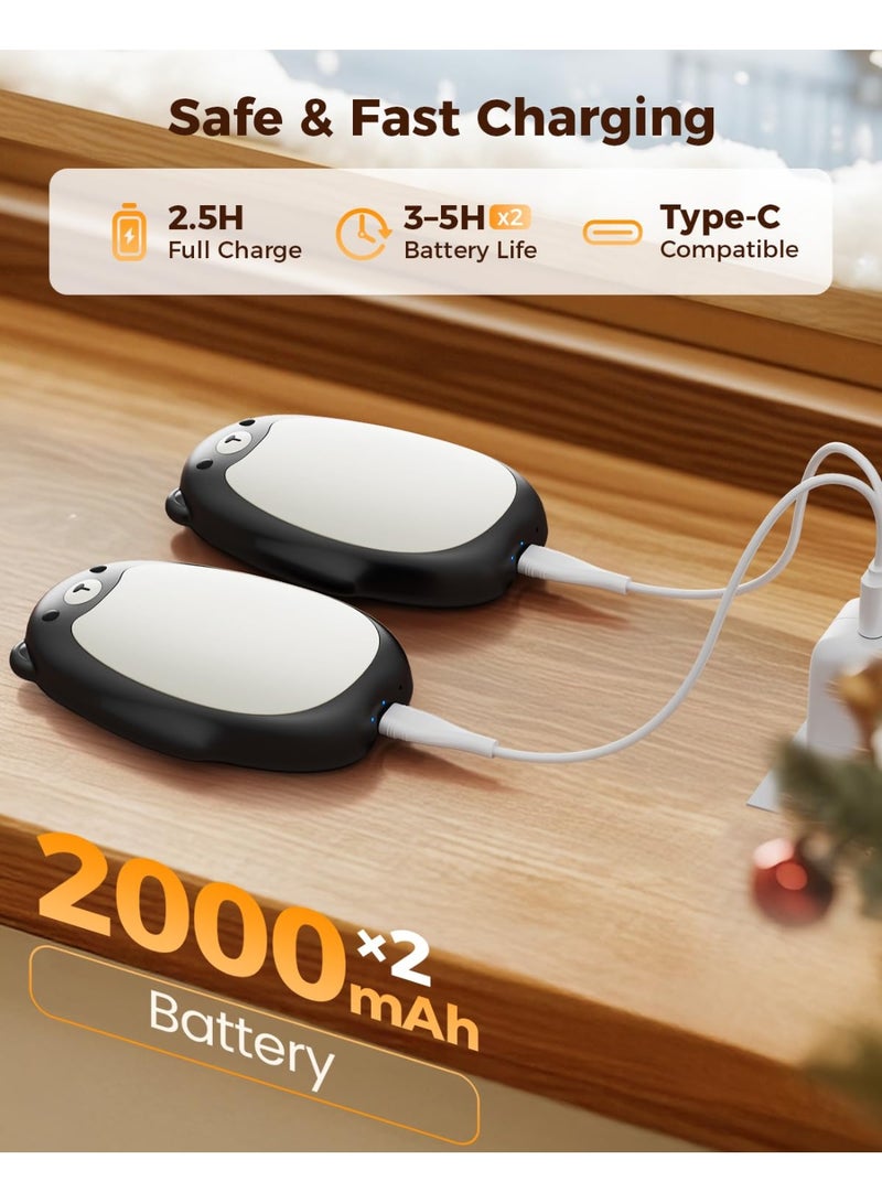 OSHIMA 2 Pack Hand Warmers Rechargeable, Cute Electric Hand Warmer, 2 in 1 Magnetic Hand Warmer, Reusable Portable Pocket Heater, Gift for Men Women Gifts Boys Kids, Use for Indoor Outdoor Camping - Image 4