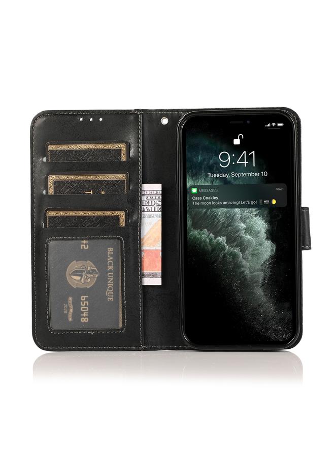 زبون جراب لهاتف iPhone 13 Pro Max Retro 2 في 1 قابل للفصل مغناطيسي أفقي قابل للطي مصنوع من مادة TPU + جراب جلدي من مادة البولي يوريثان مع حامل وفتحات للبطاقات وإطار للصور ومحفظة - Image 3