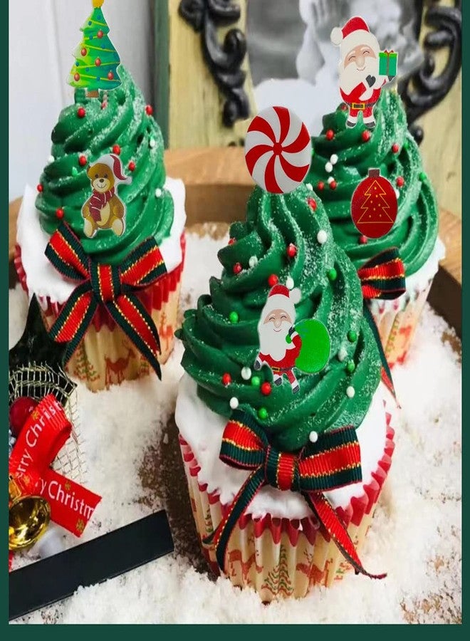 Morofme 300pcs Edible Christmas Cake Decoration Wafer Paper Christmas Cupcake Toppers Edible Santa Clause Xmas Tree Snowman Cupcake Decorations Holiday Cake Decor for New Years Theme Party - Image 2