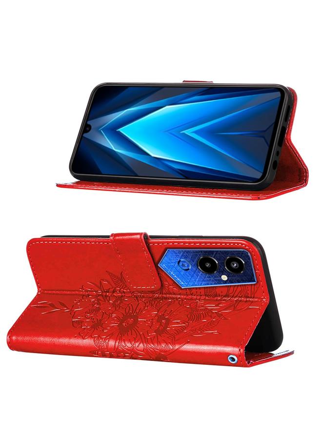 erorex Case For Tecno Pova 4 Pro LG8N Embossed Butterfly Flip Leather Phone Case - Image 3