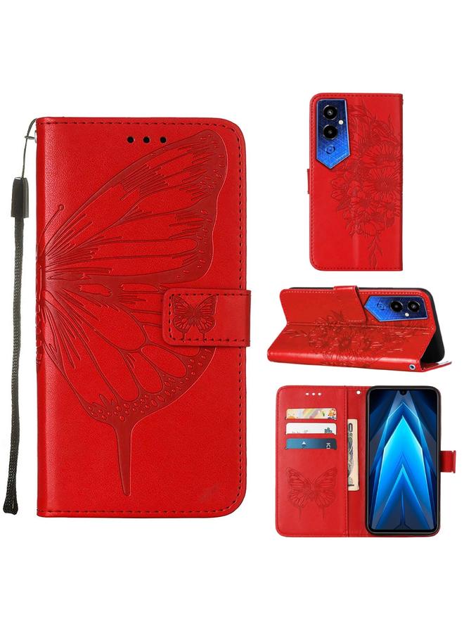 erorex Case For Tecno Pova 4 Pro LG8N Embossed Butterfly Flip Leather Phone Case - Image 1