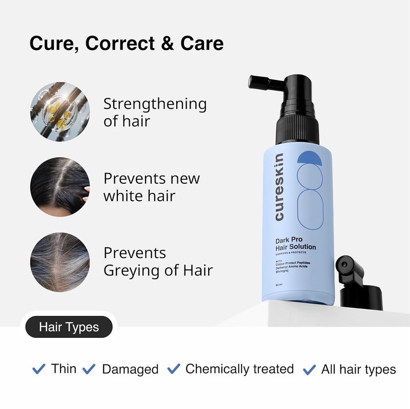 Cureskin Anti Grey Hair Serum Reverses Limits Hair Greying Dark Pro Hair Solution Natural Hair Darkener - Image 4