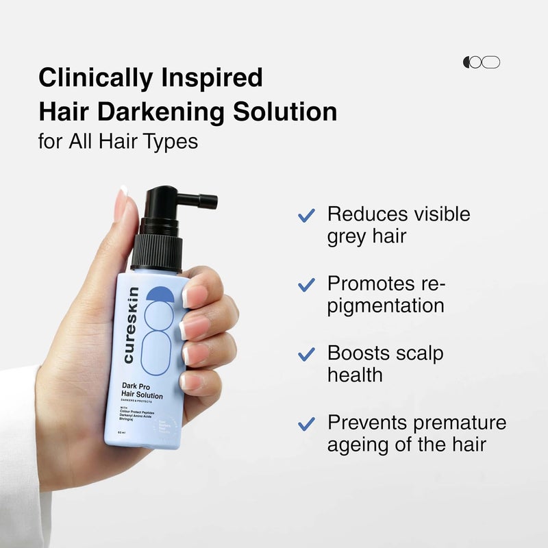 Cureskin Anti Grey Hair Serum Reverses Limits Hair Greying Dark Pro Hair Solution Natural Hair Darkener - Image 2
