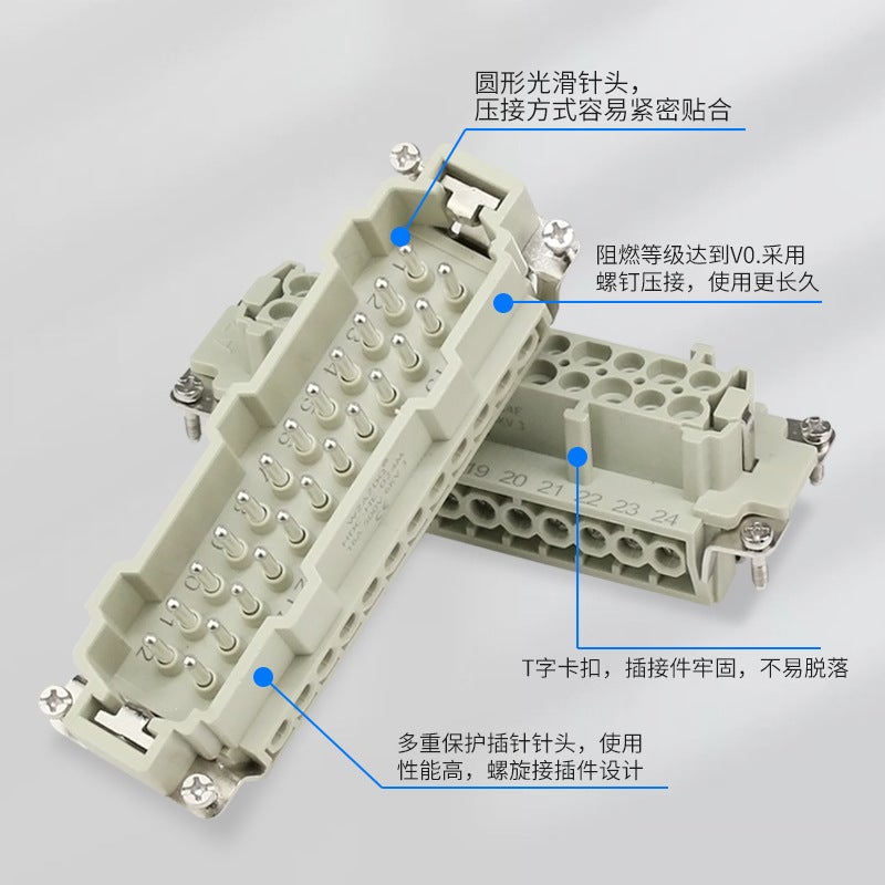 Rectangular Heavy Duty Connector He-6 Core 10 Core 16 Core 24 Core 32 Core 48 Core Industrial Waterproof Aviation Plug Socket - Image 5