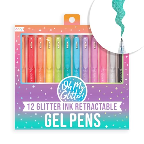 Ooly Oh My Glitter Gel Pens - Set of 12 Cute School and Art Supplies for Girls, Planner Pen with Comfort Grip, Ideal Retractable Glitter Pens for Decorations & Office Use - Image 1