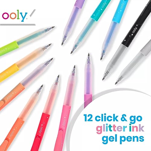 Ooly Oh My Glitter Gel Pens - Set of 12 Cute School and Art Supplies for Girls, Planner Pen with Comfort Grip, Ideal Retractable Glitter Pens for Decorations & Office Use - Image 2