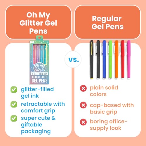 Ooly Oh My Glitter Gel Pens - Set of 12 Cute School and Art Supplies for Girls, Planner Pen with Comfort Grip, Ideal Retractable Glitter Pens for Decorations & Office Use - Image 3