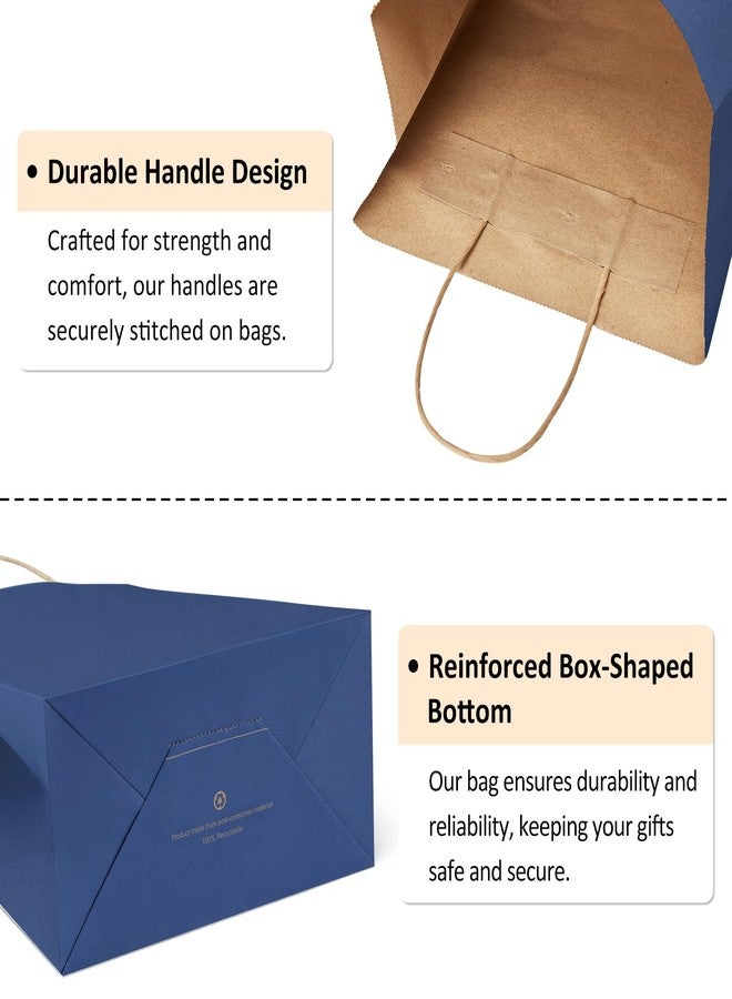 BagDream Small Gift Bags with Handles 50Pcs 5.25x3x8 Inches Kraft Paper Bags Bulk for Party Favor, Retail, Merchandise, Wedding, Gifts, Recyclable Navy Blue Paper Sacks - Image 4