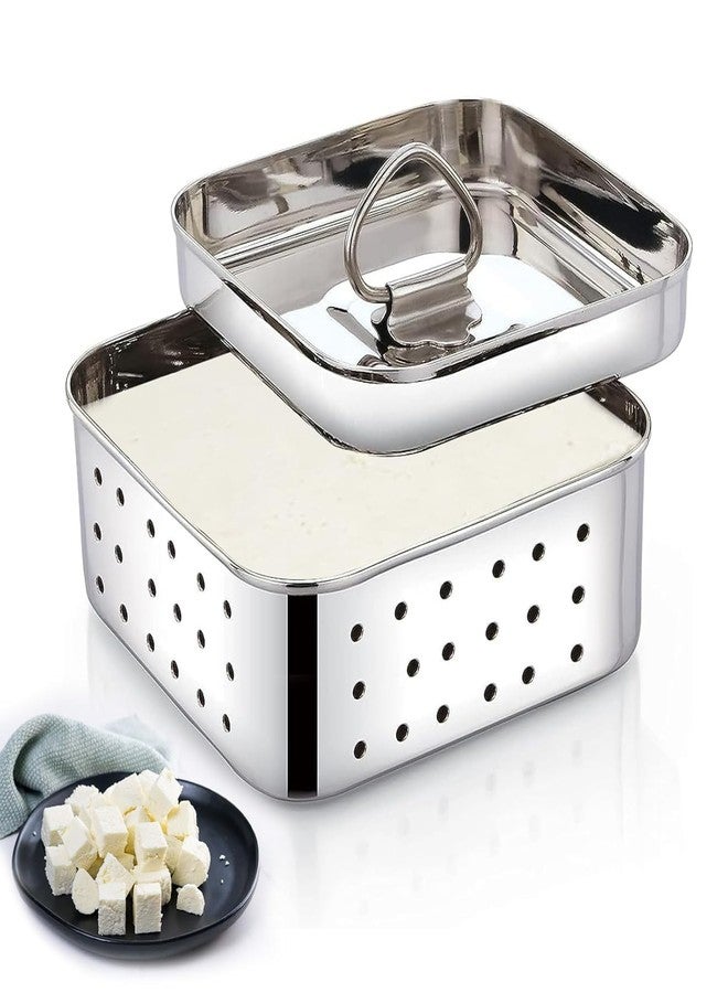 PRANIJ Stainless Steel Homemade Paneer & Tofu Maker Mould with Drainer Plate and Lid | Square Paneer Sprout Maker - 750 ML (Large, Easy to Clean) - Image 1