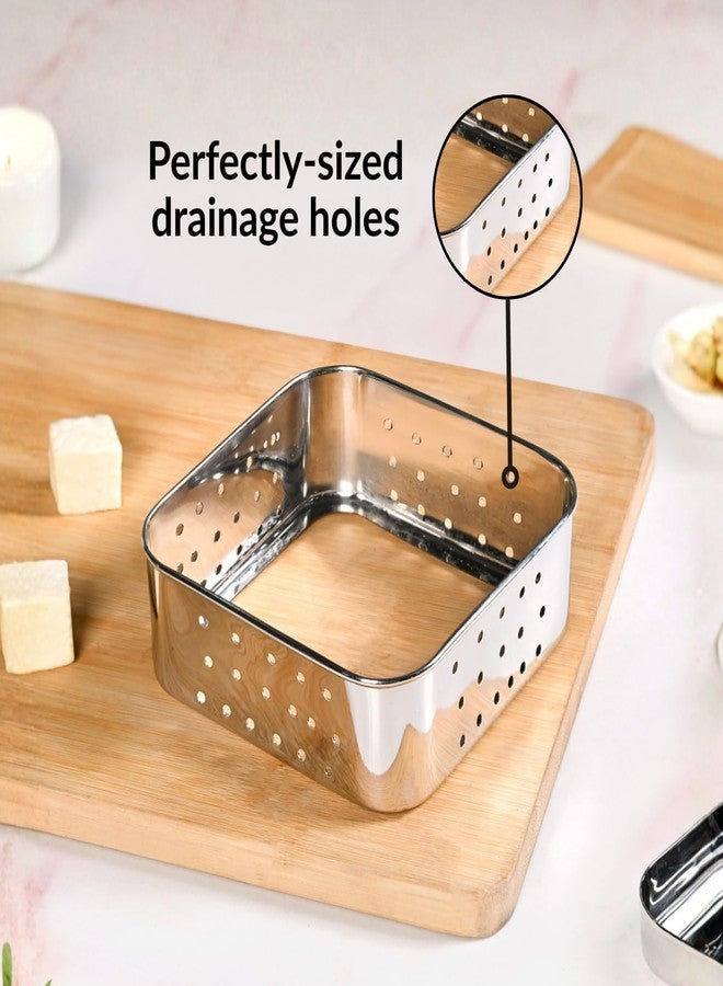 PRANIJ Stainless Steel Homemade Paneer & Tofu Maker Mould with Drainer Plate and Lid | Square Paneer Sprout Maker - 750 ML (Large, Easy to Clean) - Image 5