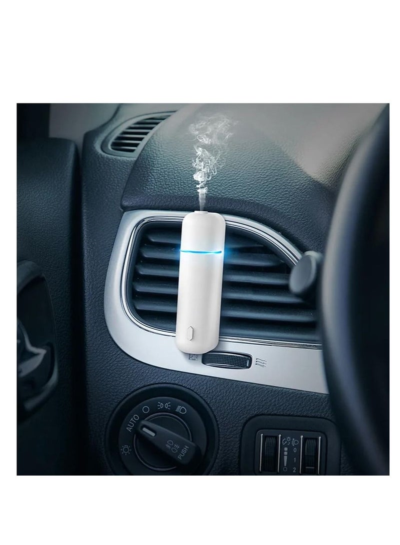 SYOSI Oil Car Air Freshener Ultrasonic Diffuser With 6 Pre-Filled Aroma Pods, USB Rechargeable Battery Can Last Up-To 30 Days With Adjustable Scent Level, Auto ON/OFF, Cool Car Accessories Air Vent Clip  - Image 1