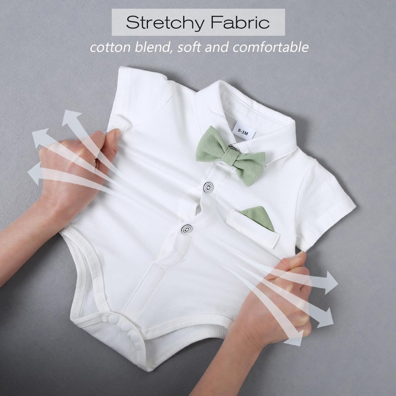 WESIDOM Baby Boy Clothes Suit 0-24M Infant Gentleman Wedding Outfit, Shirt+Bowtie+Beret+Suspender Pants Clothing Set - Image 5