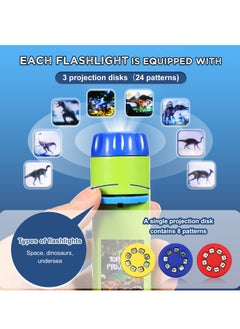 KASTWAVE Slide Projector Flashlight with 72 Patterns, 3 Pack Projector Torches Dinosaur Space Ocean Unicorn Nature Animal Toy Educational Learning Projector Toys for Cognition Bedtime Education  - Image 2