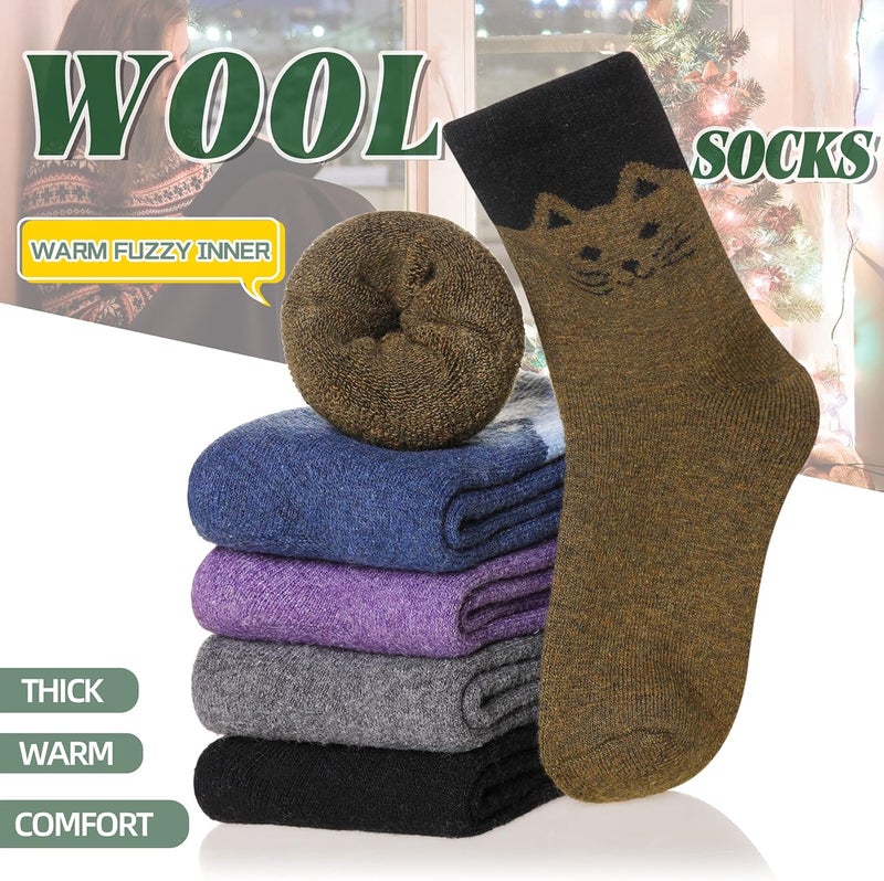 Velice Wool Socks for Women Merino Wool Boot Hiking Thick Thermal Warm Winter Crew Cushion Cozy Work Socks 5 Pairs - Image 5