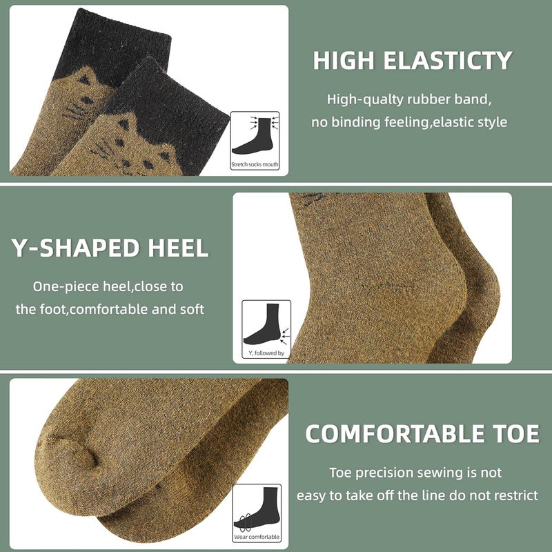 Velice Wool Socks for Women Merino Wool Boot Hiking Thick Thermal Warm Winter Crew Cushion Cozy Work Socks 5 Pairs - Image 4