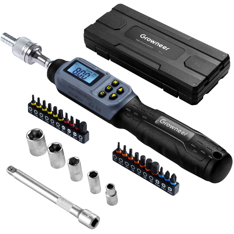 GROWNEER Upgraded Digital Torque Screwdriver, 3.5-70.8 In-lbs/0.4-8 Nm, 1/4'' Drive Inch Pound Rachet Torque Screwdriver Electrician with Buzzer & LED Indicator, Torque Wrench Screwdriver Set - Image 1