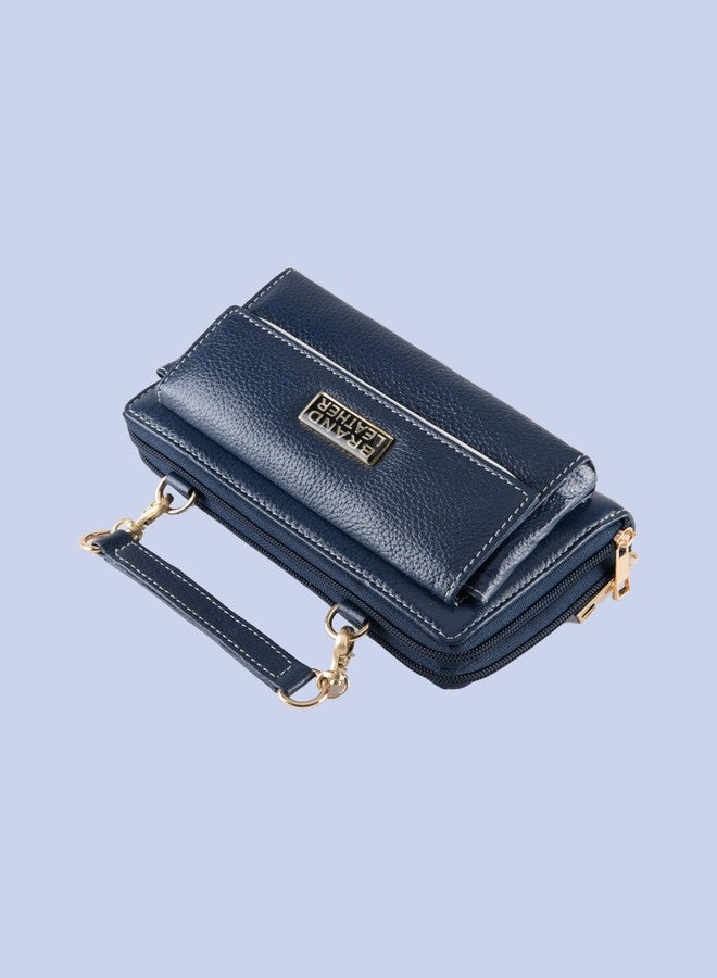 BRAND LEATHER Genuine Leather Clutch Handbags for Women trendy Latest Ladies Purse Wallet for Party Wedding handheld bags for women small size (BLUE) - Image 4